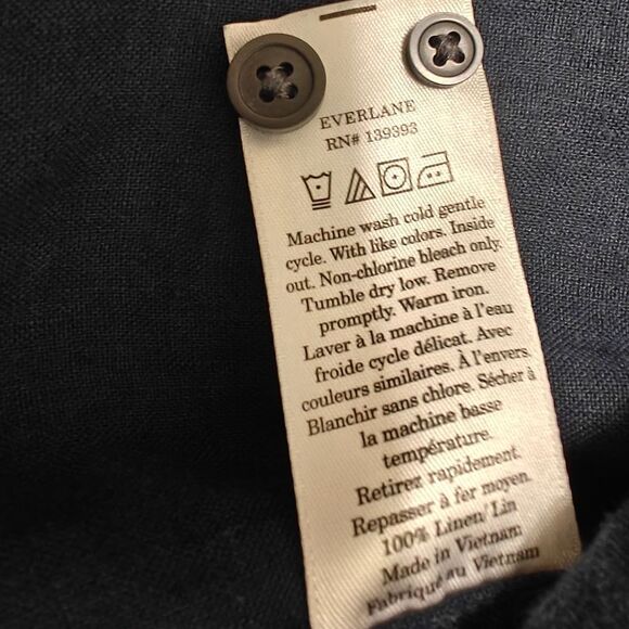 Everlane 100% Linen Men's Navy Casual Button Down Shirt Size L - Picture 9 of 9